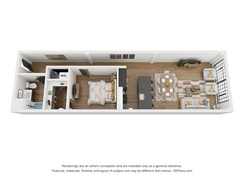Floor plan for 1 bed, 1 bath, 815 sqft